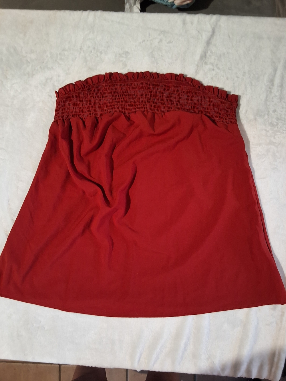 SHEIN Red Smocked Waist A-Line Skirt
